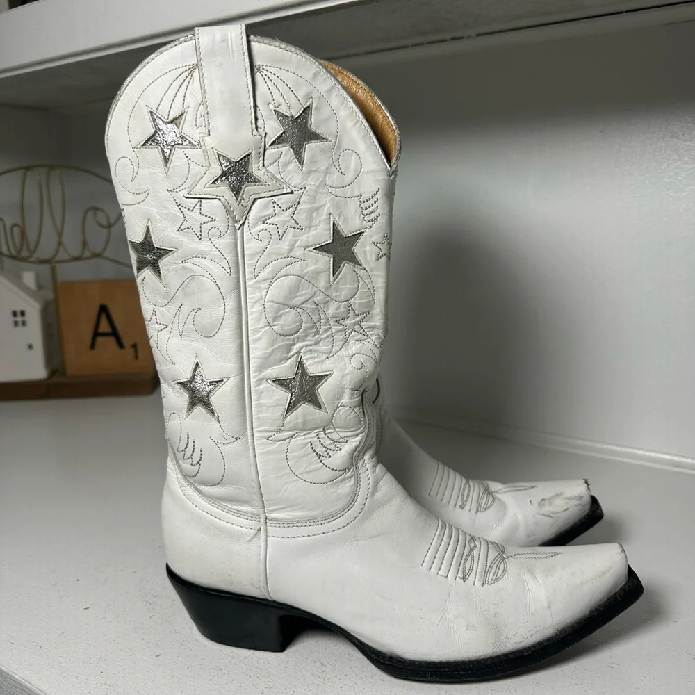 **SOLD**Idyllwind White Star Cowboy Boots Western Embroidered Cowgirl - Picture 5 of 9